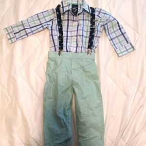 3 piece shirt, pant, suspenders set